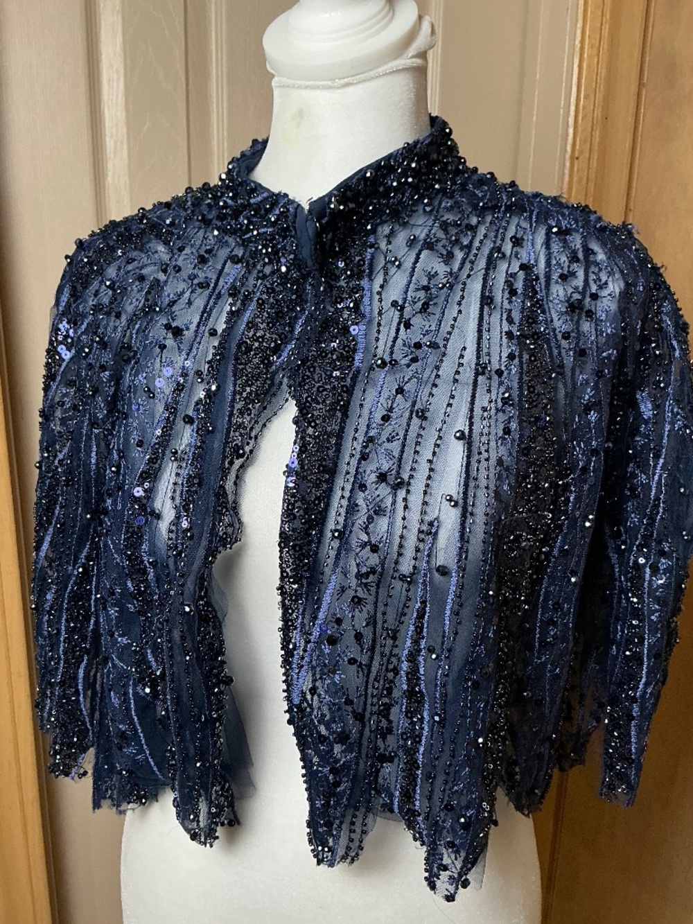 Mac Duggal Embellished Beaded Shawl Shrug Cape Jacket Evening Wear